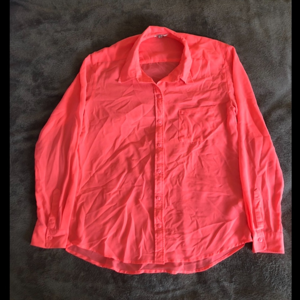 Neon pink sheer blouse